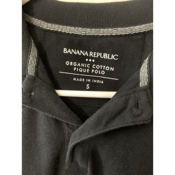 Banana Republic Factory Black Organic Cotton Slim Fit Pique Polo Size S - Picture 2 of 6